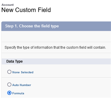 Set the Data Type to Formula, and then select Next.